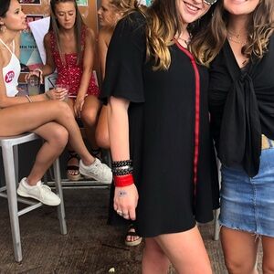 Black Zara Dress with Red Stripe